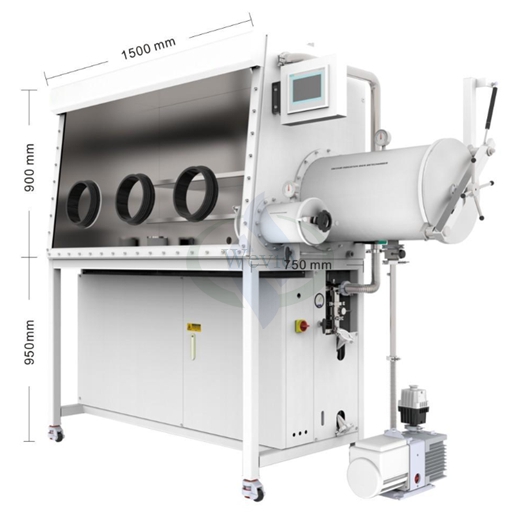 Lithium battery laboratory single station 3 port glove box water oxygen cycle less than 1ppm