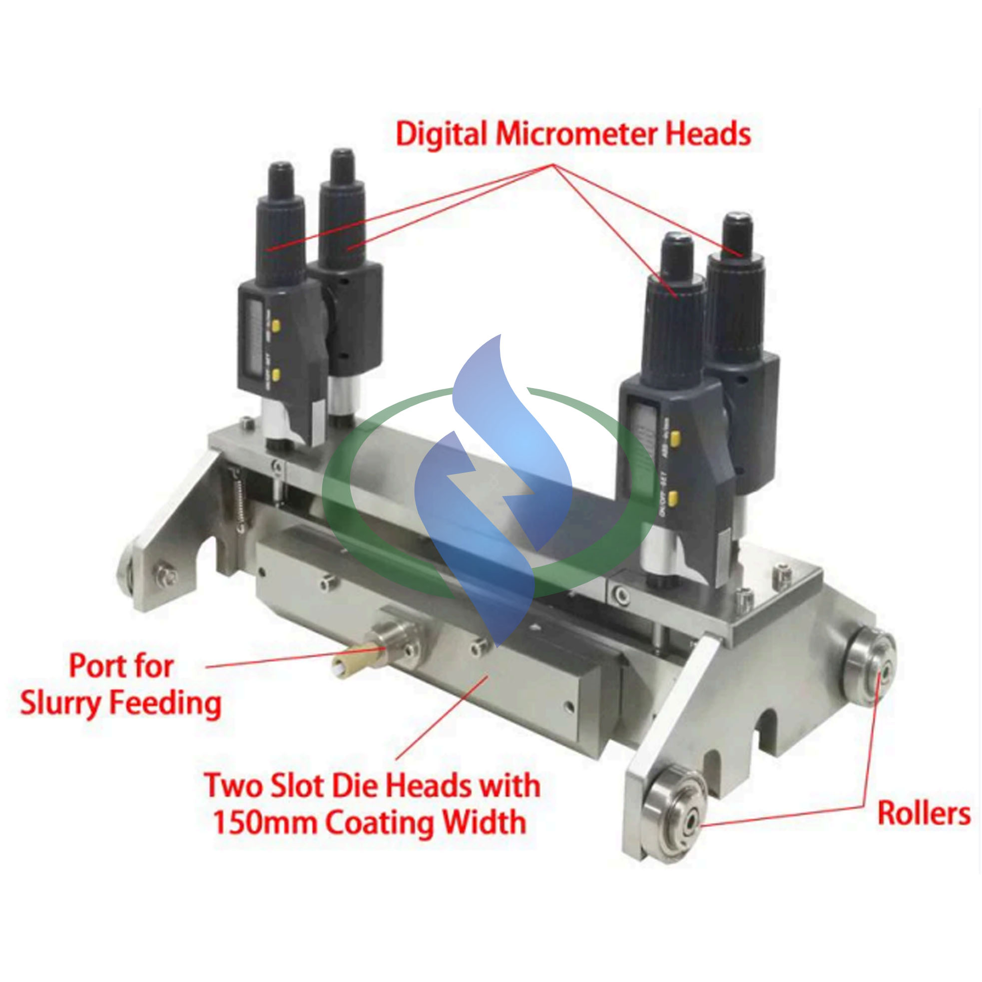 WV Dual Slot Die Film Applicator with Rollers (150 mm Coating Width) - SEKTQ150DSD